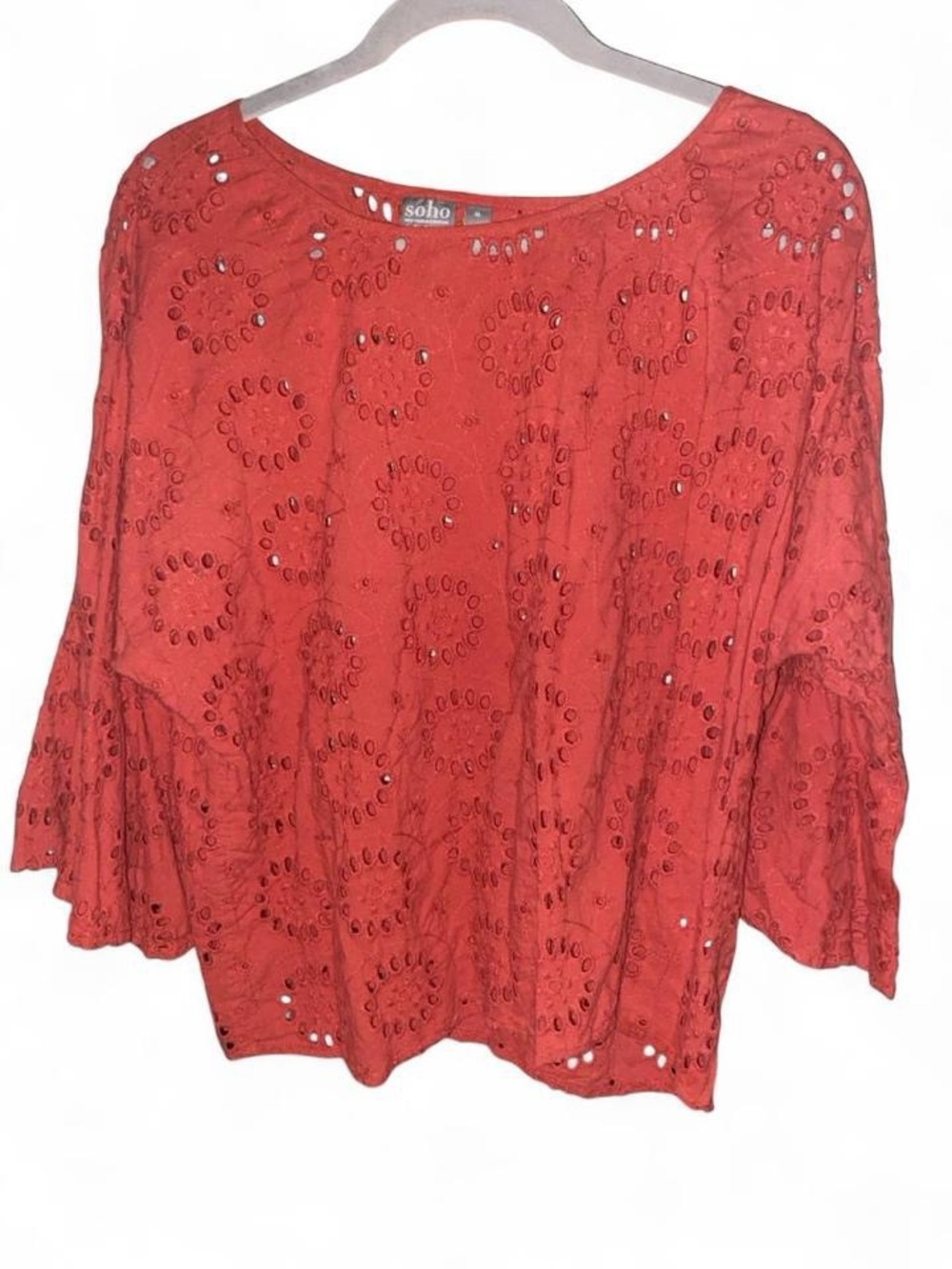 New York & Company Coral Eyelet Peasant Tunic